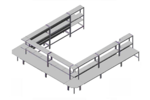 ESD-veilige werkplekken, gebouwd om trappenhuis