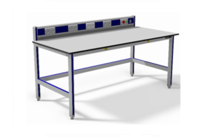 ESD-veilige werktafel met energievoorziening en noodstop