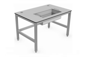 laboratorium werktafel, ingebouwde lichtbak, kunststofbak
