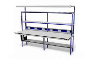 testtafel met dubbele opstand en teruggesprongen voorstaanders