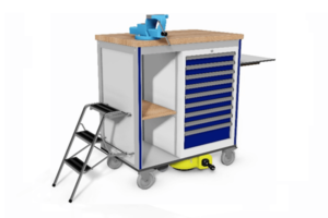 elektrisch aangedreven service trolley met opklapbaar trapje