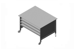 tentoonstellings trolley voorzien van 3 uitschuifbare legborden