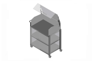 trolley voorzien van transparant kunststof kantelbare kap