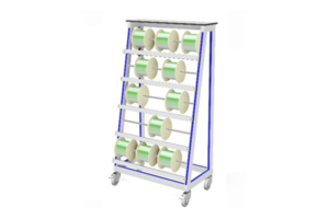 verrijdbaar haspelrek geheel naar wens samengesteld