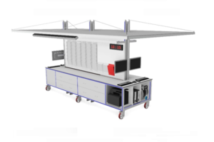 verrijdbaar werkeiland met dak voor vliegtuigonderhoud