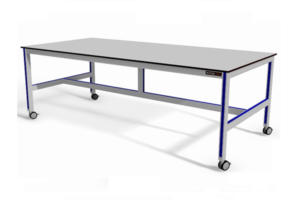 verrijdbare vlakke werktafel, centrale langsverbinding