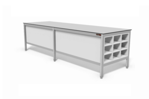 vlakke werktafel met onderkast voor lange voorwerpen
