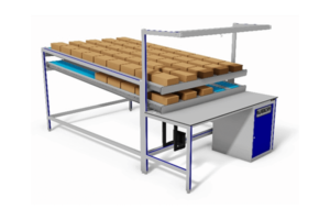 werktafel met afvalkast en dozenglijbaan (dubbel)