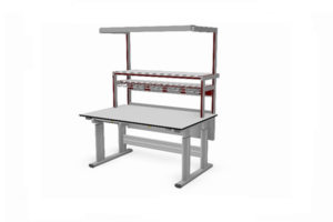 stabiele elektrische werktafel, energiegoot, kabelrek, verlichting