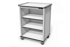 3-zijdig gesloten trolley, met 3 legborden