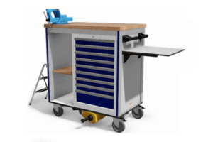 elektrisch aangedreven service trolley met opklapbaar trapje