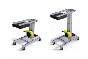 in hoogte verstelbare warmtelamp haspel en voetbediening