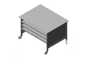 tentoonstellings trolley voorzien van 3 uitschuifbare legborden