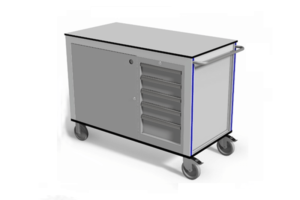 trolley met ladekast en afsluitbaar vak