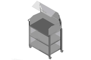 trolley met transparant kunststof kantelbare kap en deuren