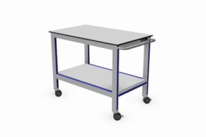 trolley voorzien van onderblad en RVS duwhandgreep