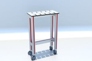 trolley met uitgefreesde uitsparingen t.b.v. apparaatkabels