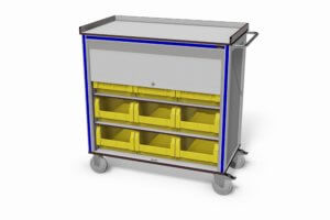 bakkentrolley, afsluitbaar d.m.v. rolluik