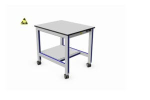 ESD-veilige trolley voorzien van teruggesprongen onderblad