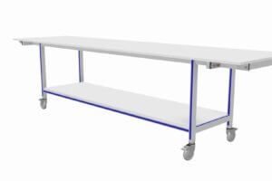 grote verrijdbare werktafel (3500 x 900 mm) met onderblad, koppelbaar