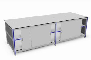 dubbelzijdige schuifdeurkast met bodem en tussenblad