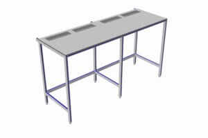 testopstelling met ingebouwde ventilatiesleuven