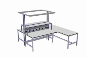 werkeiland met aangebouwde hoeken, energiegoot en verlichting