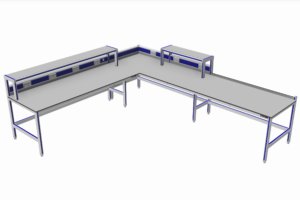 hoekopstelling met twee opstanden, energiegoot en teruggesprongen poten