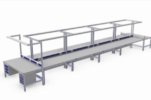 werkeiland (technisch onderwijs) met verlichting en energiegoten