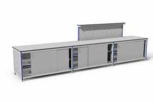 schuifdeurkast 6 meter lang, met opstand en gereedschapsbord