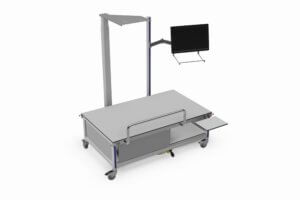 verrijdbare weegtafel met ruimte voor scanapparaat, PC en haspel