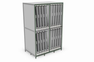 platenkast met verticale schuifladen